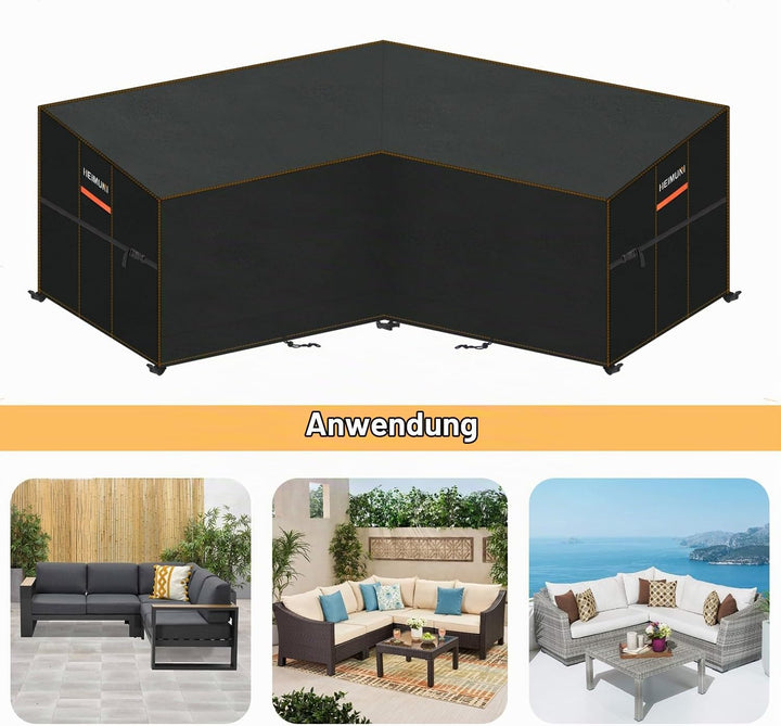 HEIMUNI Lounge Abdeckung L-Form Gartenmöbel Abdeckung Wasserdicht Abdeckung Loungemöbel L Form Garte