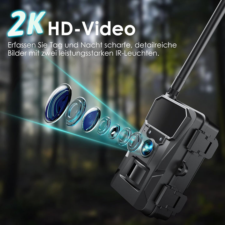 WOLFANG 4G LTE Cellular Wildlife Camera, Connect Nationwide 4G LTE, 2K 48MP Cellular Trail Camera wi