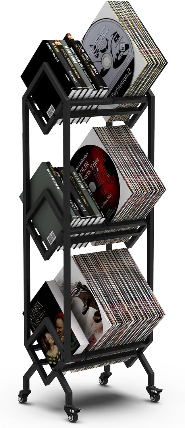 VEDECASA DJ Vinyl Record Schallplatten Plattenständer Regal Vinyl Regal mit 3-stöckiges Speicherhalt