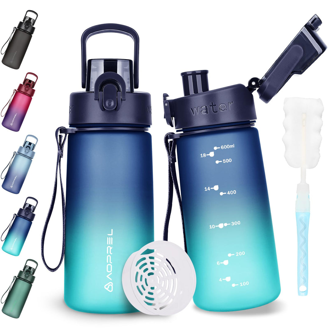 Trinkflasche 600ml, Wasserflasche BPA-Frei aus Tritan, Sport Trinkflasche Auslaufsicher 600ml Flasch