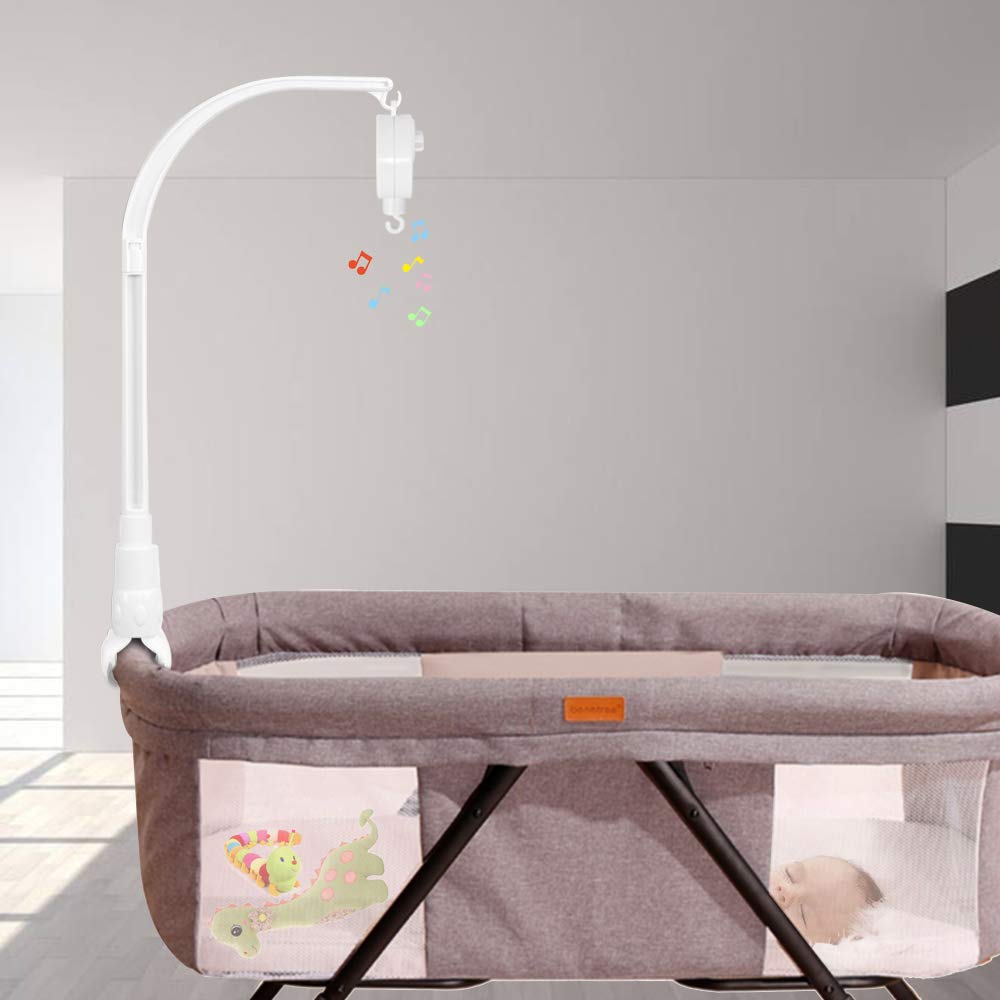 AFUNTA 23 Zoll Babybett Klaue Mobile Bett Glockenhalter mit Spieluhr, verstellbarer Halter DIY Spiel
