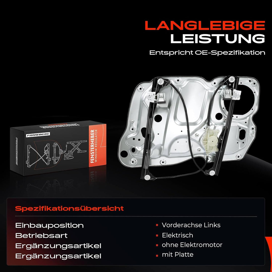 Frankberg Fensterheber Mit Metallplatt Vorne Links Kompatibel mit Caddy III 2K 2C Alle Motoren Kaste
