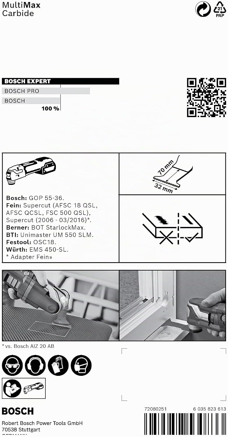 Bosch Accessories 1x Sägeblatt Expert MultiMax MAII 32 APIT (für Edelstahlbleche, Breite 32 mm, Zube