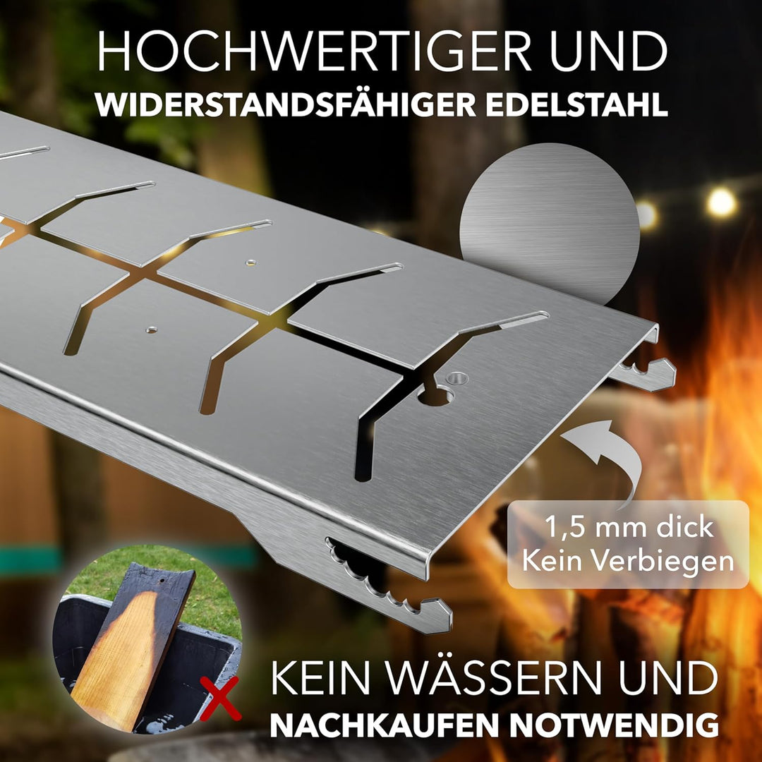 Bärenstahl Flammlachsbrett – Flammlachsbretter mit Halterung – Feuerfest aus Edelstahl geeignet für