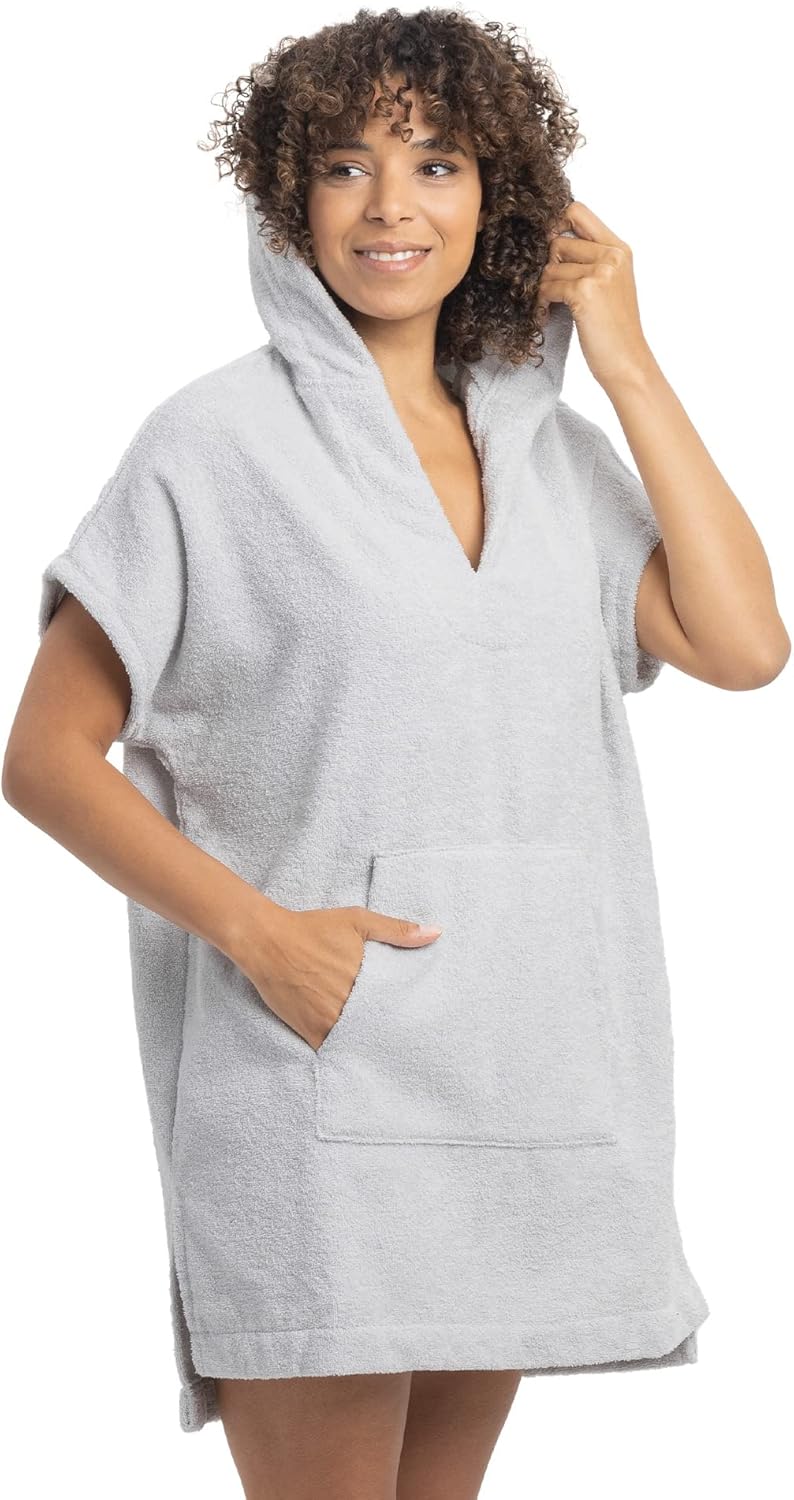 HOMELEVEL Poncho Damen Frottee - Badeponcho Badetuch aus 100% Baumwolle - Handtuch für Strand Sauna