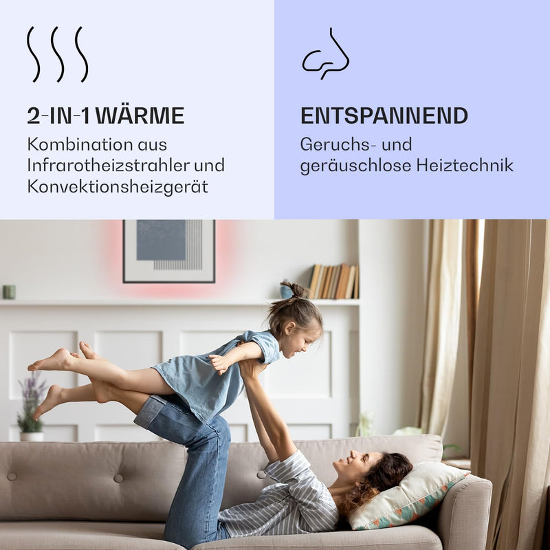 Klarstein 2-in-1 Infrarotheizung & Konvektor, Infrarotheizung mit Thermostat 500W, IP44-Infrarotheiz