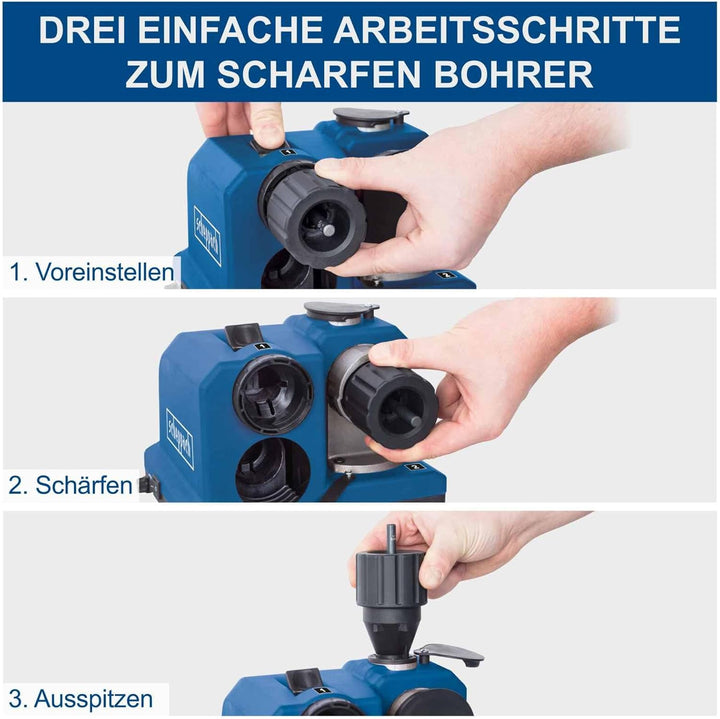 Scheppach DBS800 Schleifgerät Bohrerschleifgerät | 80 W Leistung | Diamantschleifstein mit langer Le