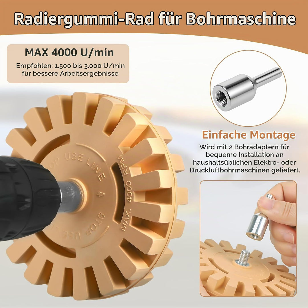 Starvortex 2skt Folienradierer Akkuschrauber, Ø100mm Klebereste Entferner Auto, Klebereste Entferner