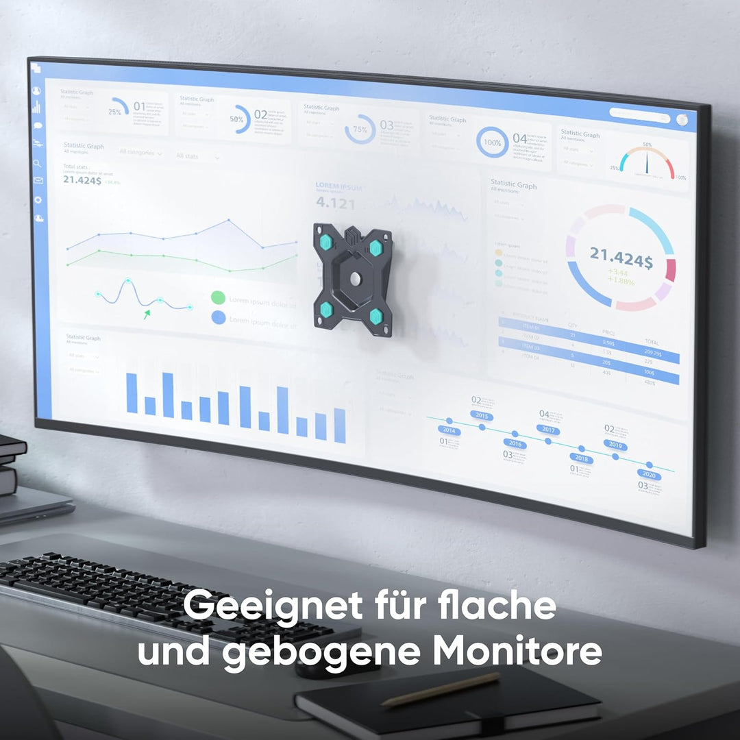 ONKRON PC Monitor Wandhalterung Flach für 10-35 Zoll Bildschirme bis zu 20 kg - Fernseh Wandhalterun