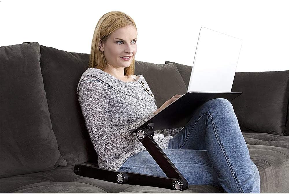 Tragbarer Computertisch, Betttisch, faltbar, aus Bambus, verstellbare Ablage für Laptop, mit verstel
