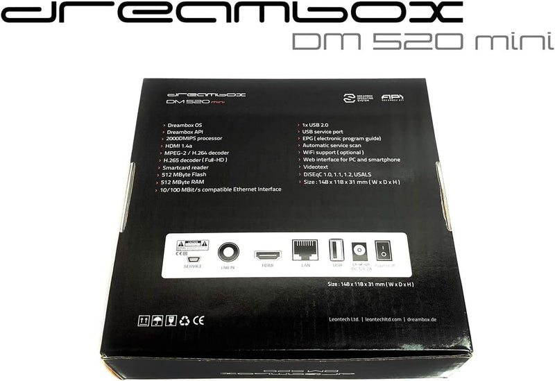 Dreambox DM520 Mini HD 1x DVB-S2 Tuner PVR Ready Full HD 1080p H.265 Linux Receiver