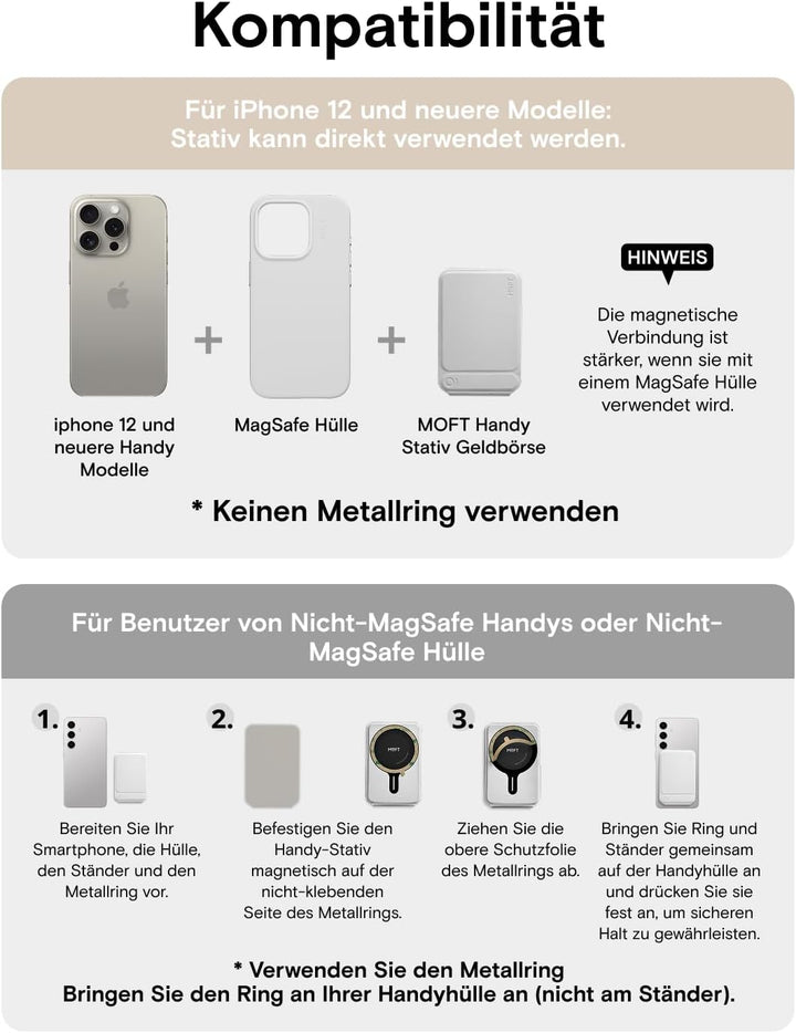 MOFT Stativ für iPhone 17/16/15/14/13/12 Serie, Snap Unsichtbarer Handy Stativ Ständer mit 3 Modi fü