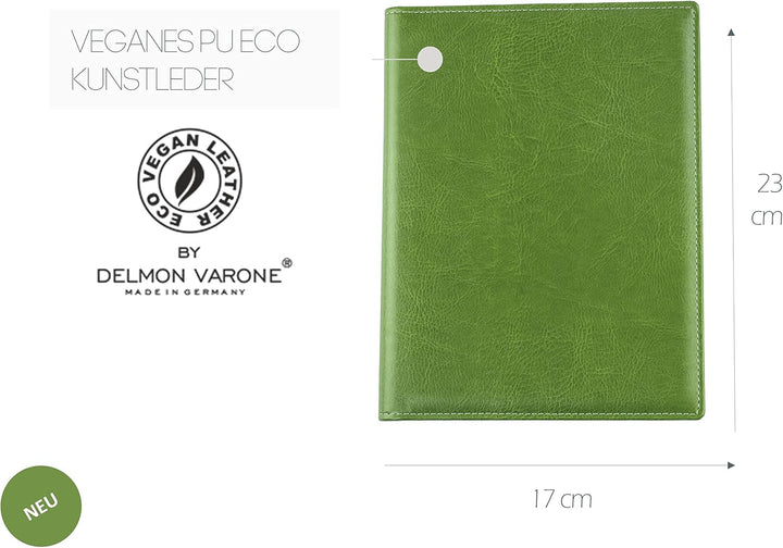 DELMON VARONE - Premium Schreibmappe inkl. Notizblock DIN A5 (50 Blatt) aus veganem Eco Kunstleder G