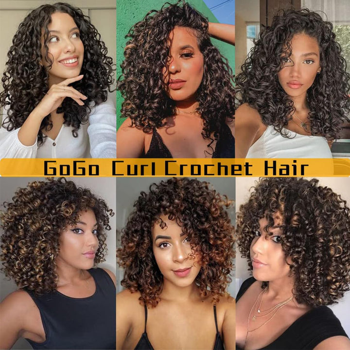 GoGo Curl Crochet Braids Hair 14 Inch 8 Packs Ocean Deep Wave Crochet Hair Extensions Synthetic Curl