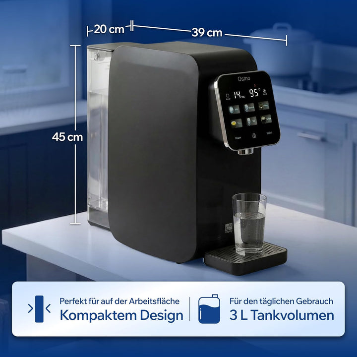 G21 Osmo Osmoseanlage Trinkwasser 3L, 1:1 Rein- zu Abwasserverhältnis, Umkehrosmoseanlage mit Heissw