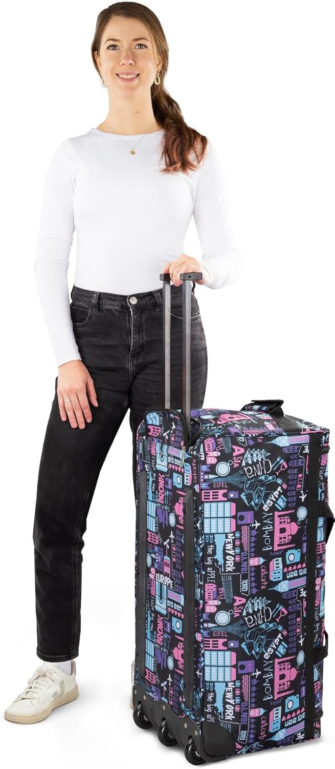 normani Reisetasche 80 L Reise-Trolley Jumbo XXL Big-Travel mit 3 Rollen und grossem Hauptfach - rie