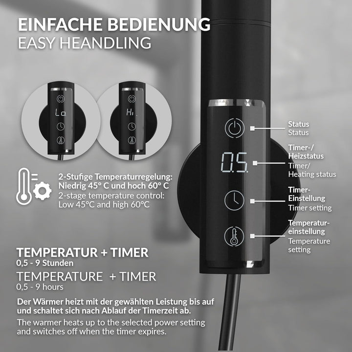 LuxeBath Handtuchwärmer Elektrisch mit 5 schwenkbaren Armen und Timerfunktion, Handtuchheizkörper Sc