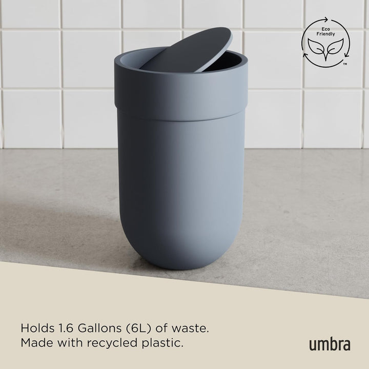 Umbra Touch Abfalleimer mit 6 L Fassungsvermögen und Schwingdeckel – Kosmetikeimer und Papierkorb fü