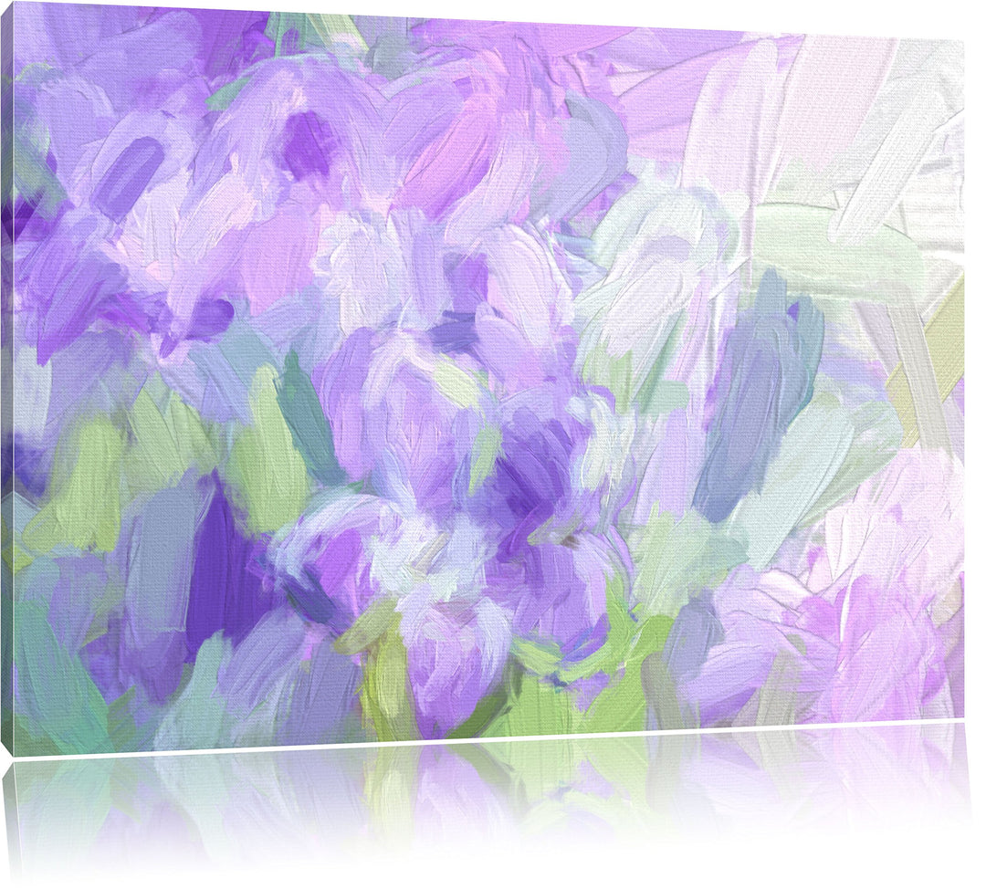 Pixxprint Lilane Lavendelblumen Kunst als Leinwandbild/Grösse: 100x70 cm/Wandbild/Kunstdruck/fertig