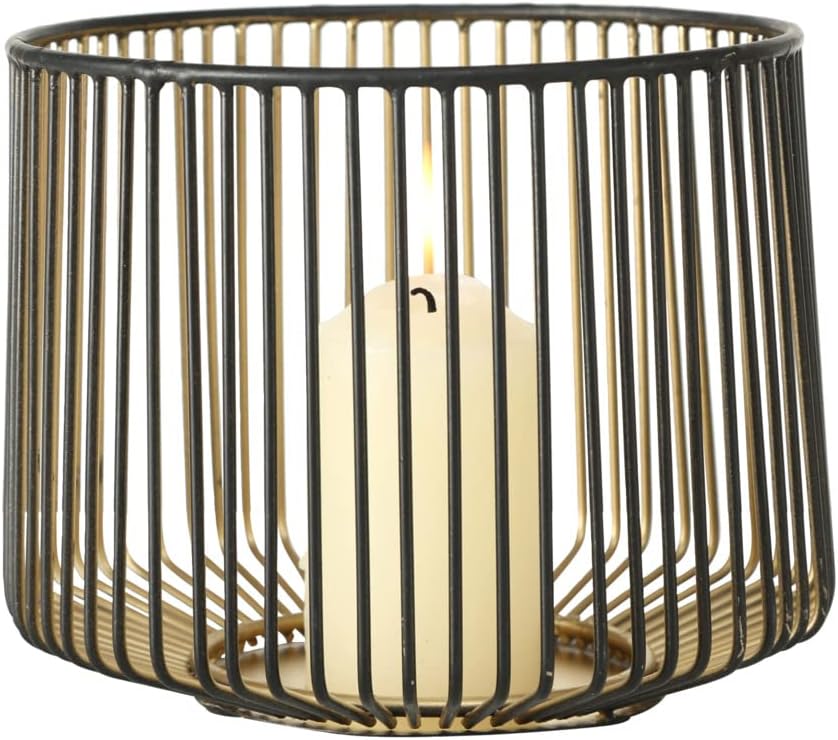 Windlicht Kerzenhalter Eisen schwarz Gold H 10-22 cm XXL 5er Set, Set