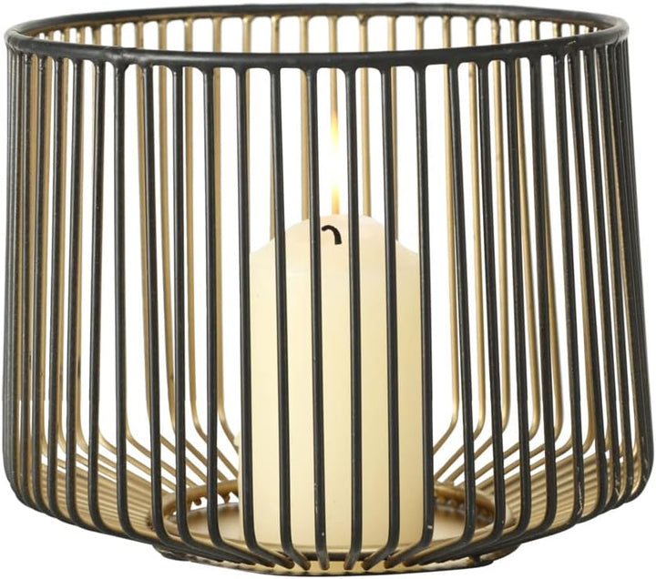 Windlicht Kerzenhalter Eisen schwarz Gold H 10-22 cm XXL 5er Set, Set