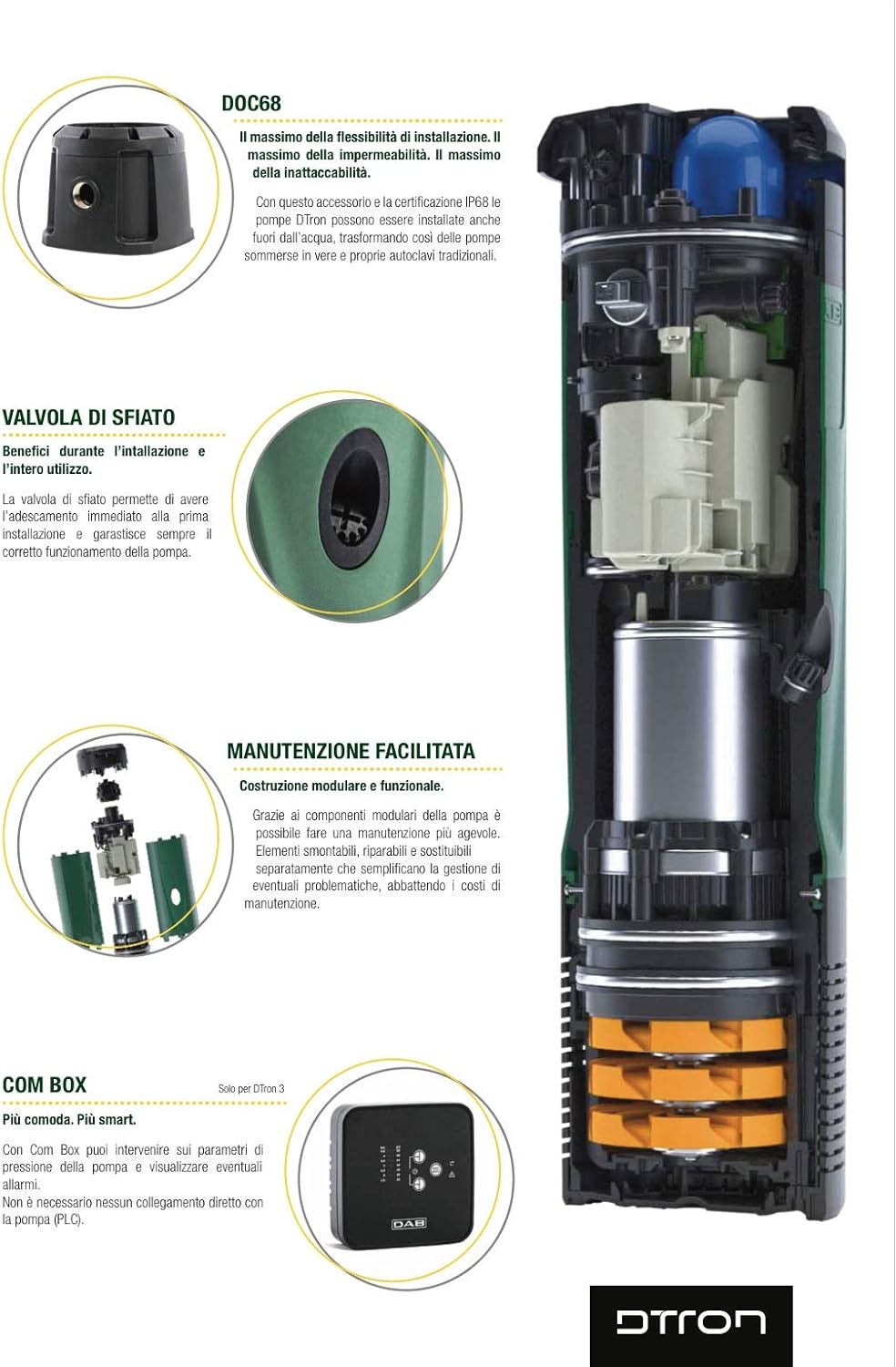 DAB DTRON3 35/120 M-A 0,80 HP Elektronische Tauchpumpe 7" für sauberes Wasser Brunnen Tanks Regenwas