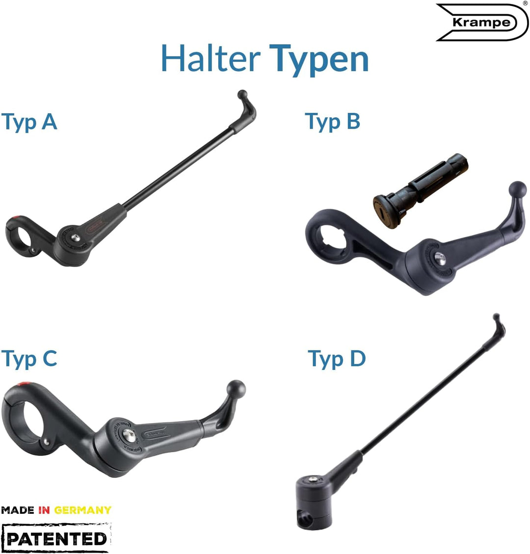 Krampe KF1 Typ B | Einklappbarer Fahrradspiegel rund |Rechts und links montierbar | Für alle Arten v