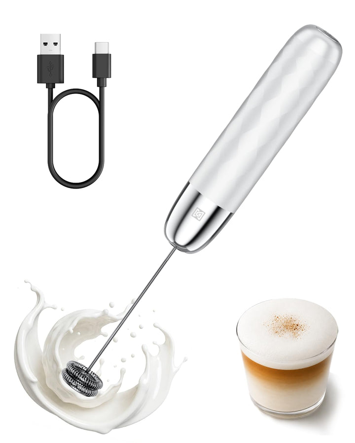 Maestri House Rechargeable Milk Frother, Handheld Electric Foam Maker Waterproof Detachable Stainles