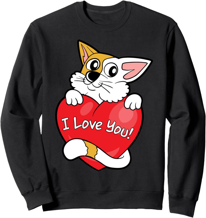Romantisch Valentinstag I love you Herz Liebe Katze Freundin Sweatshirt