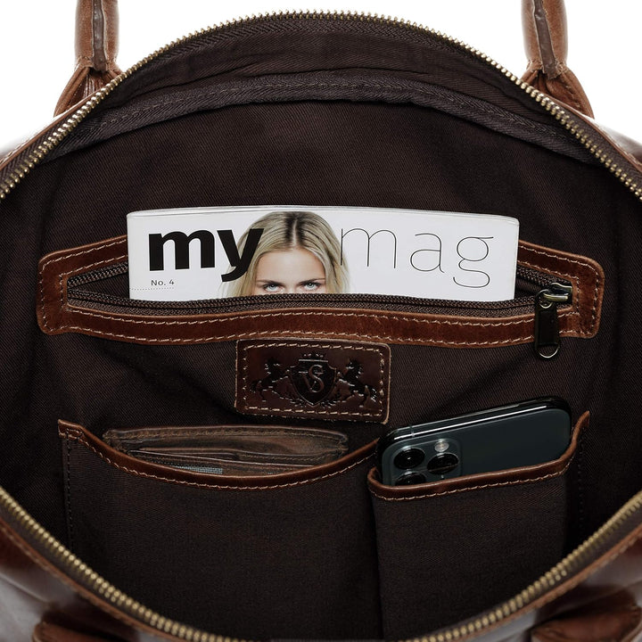 SID &amp; VAIN grosse Laptoptasche schmal echt Leder - 15 Zoll Laptop Business-Tasche BOSTON gross - Umh