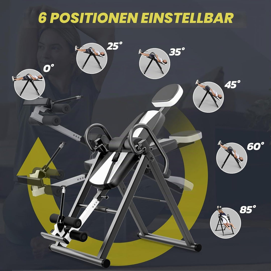 Dripex Inversionsbank Klappbar Inversionstisch mit Verstellbarer Schutzgurt 300 lbs Kapazität Invers