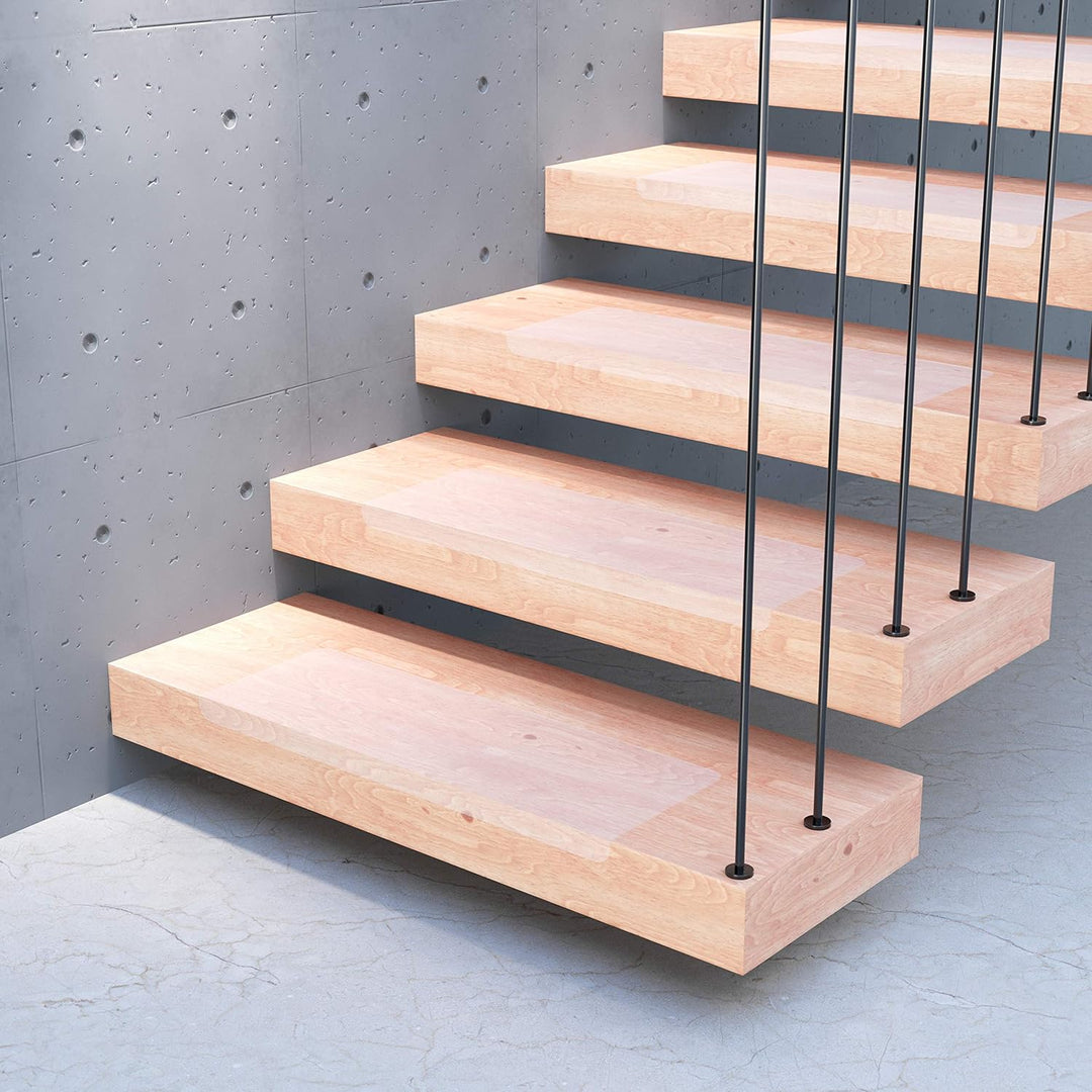 17 x Sossai® Stufenmatte STAIR PROTECT | 20 x 65 cm | transparent und selbstklebend | Treppenschutz
