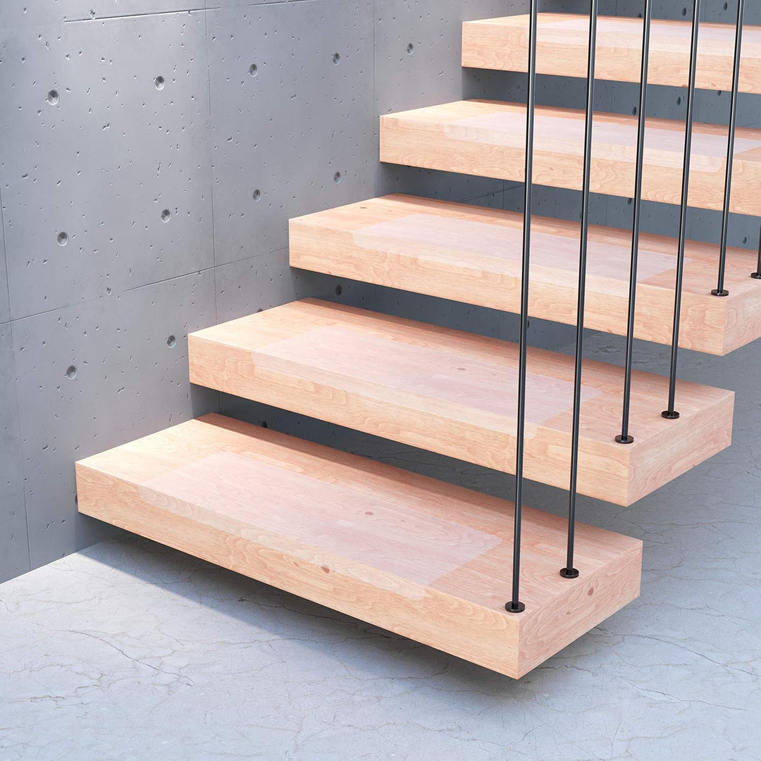 15 x Sossai® Stufenmatte STAIR PROTECT | 25 x 65 cm | transparent und selbstklebend | Treppenschutz