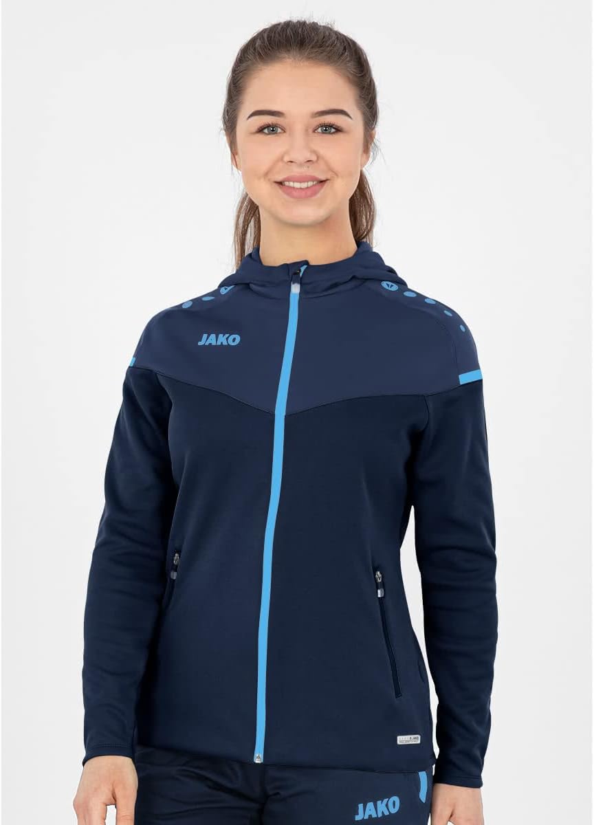 JAKO Damen Champ 2.0 Kapuzenjacke 36 Marine/Darkblue/Skyblue, 36 Marine/Darkblue/Skyblue