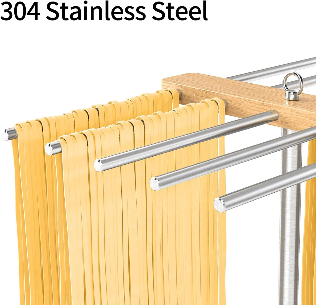 Nudeltrockner Nudelständer Pastatrockner Holz mit 10 Abnehmbar Arme Edelstahl 304 Pasta-Trocknung fü
