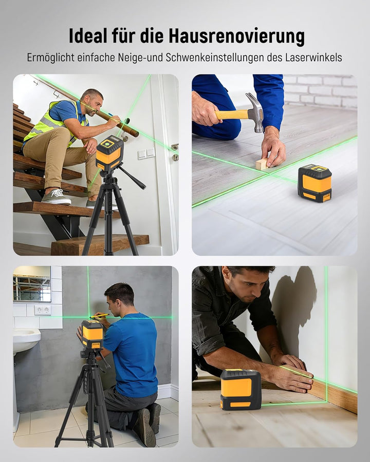 Kreuzlinienlaser Grün Selbstnivellierend, KAIWEETS T03 Laser-Wasserwaage (Arbeitsbereich: 30 m, Gena
