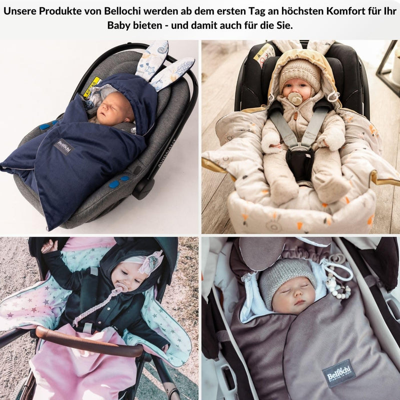 Premium Einschlagdecke Babyschale, Baby Erstausstattung aus Baumwolle für Autositz, Kuscheldecke für