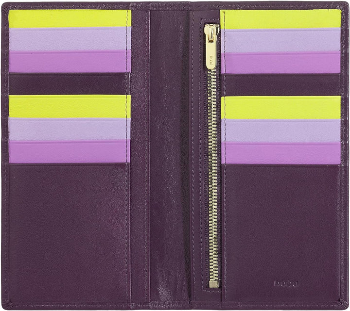 DUDU Brieftasche RFID-Schutz aus Leder bunt Gross mit 16 Karten-Fächern Deep Purple, Deep Purple