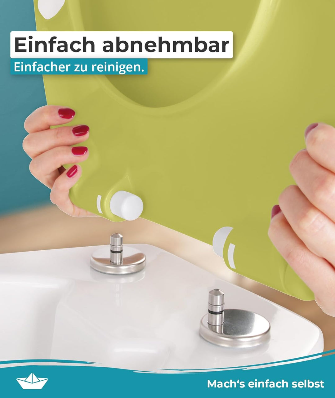 Calmwaters® Premium WC Sitz einfache Montage, Toilettendeckel bis 250 kg, Made in EU, antibakteriell