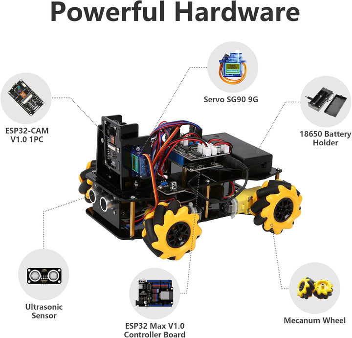 ACEBOTT Roboter Spielzeug 3MP Kamera-Erweiterungspaket Smart Robot Car Kit, Robotik-Bausatz für Kind