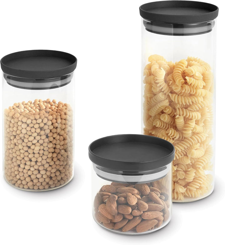 Metaltex Aroma Line Vorratsglas 3er Set – 450/1000/1500ml, robust, stapelbar