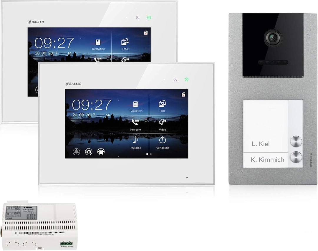 Balter EVO Video Türsprechanlage, Touchscreen, 7 Zoll Monitor, Smartphone App, 2-Draht Bus, Aufputz