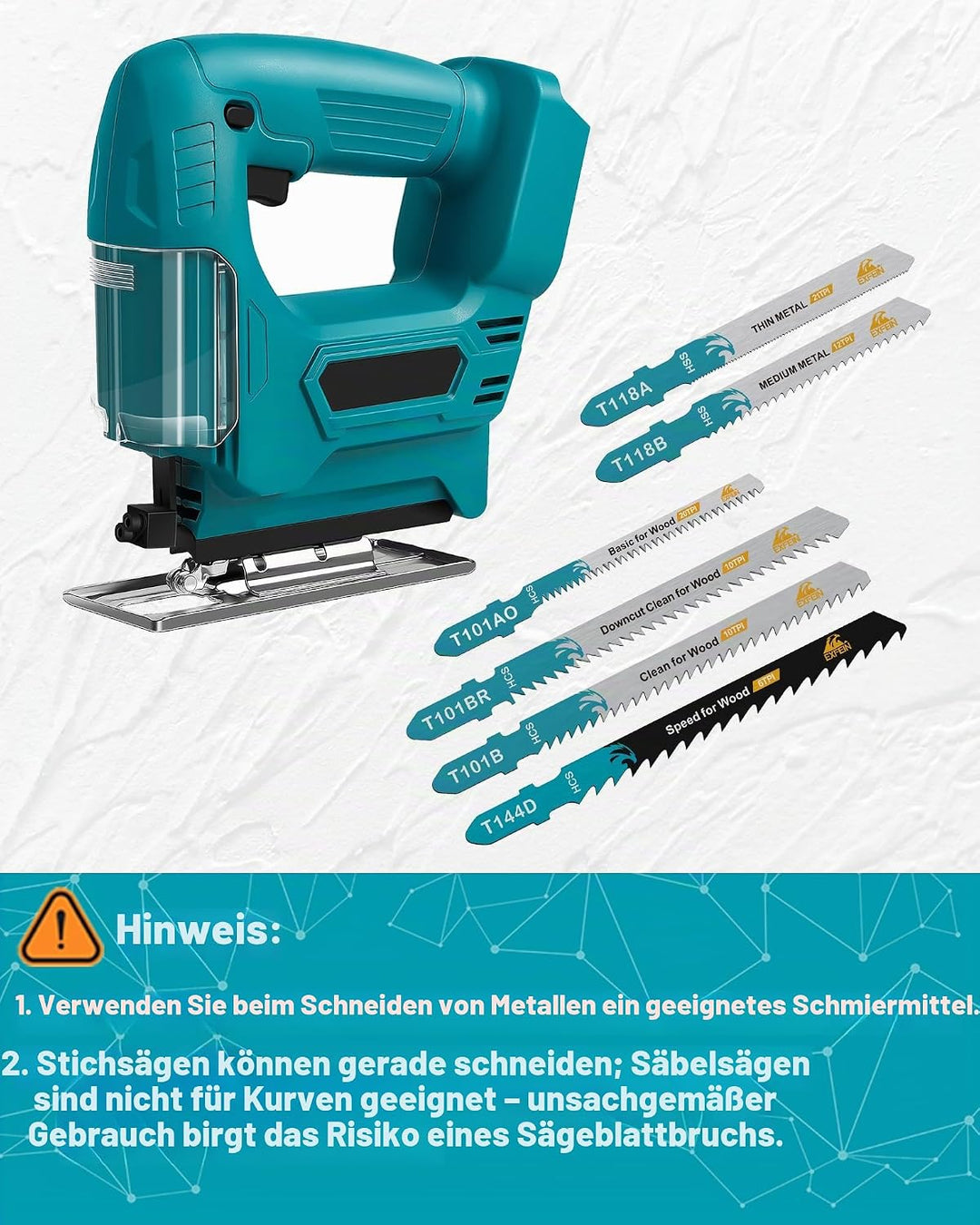 Stichsägeblätter Set zum Schneiden von Holz & Metall - T-Schaft-Stichsägeblätter 50 Stück (T118A,T11