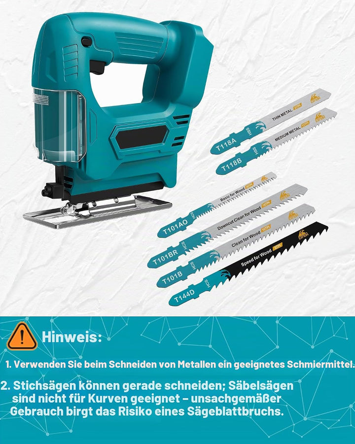Stichsägeblätter Set zum Schneiden von Holz & Metall - T-Schaft-Stichsägeblätter 50 Stück (T118A,T11