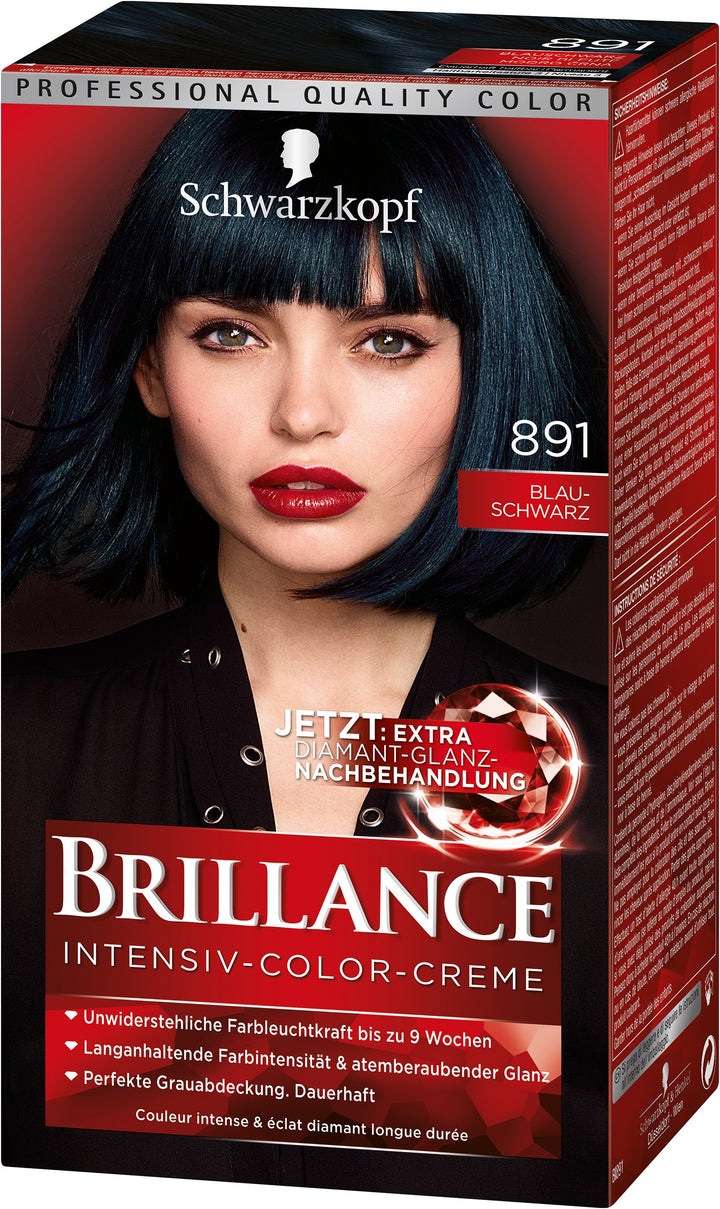 SCHWARZKOPF BRILLANCE Intensiv-Color-Creme 891 Blau-Schwarz Stufe 3, mit extra Diamant-Glanz-Nachbeh