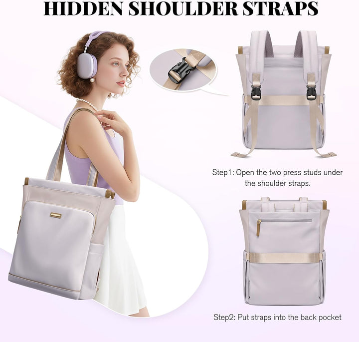GOLF SUPAGS Convertible Laptop-Rucksack für Frauen Casual Daypack Notebook Tote Bag für Arbeit Hochs