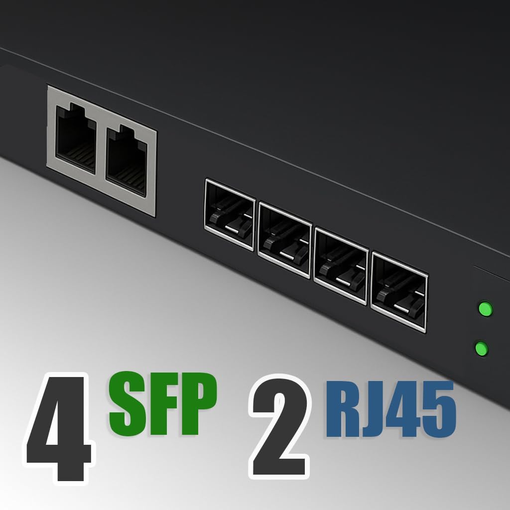Elfcam® - Gigabit Ethernet LAN Switch mit 4 x Gigabit SFP 1,25G Ports und 2 x Gigabit Ethernet Port
