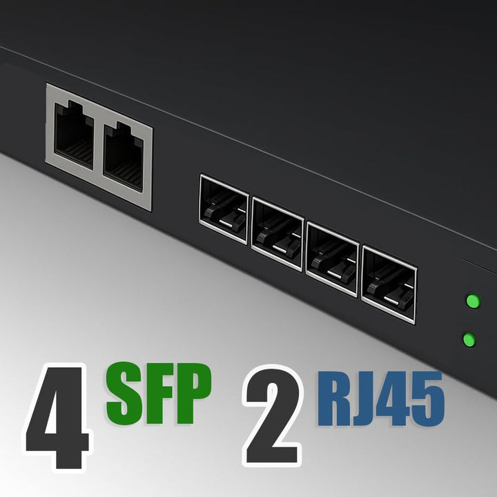 Elfcam® - Gigabit Ethernet LAN Switch mit 4 x Gigabit SFP 1,25G Ports und 2 x Gigabit Ethernet Port