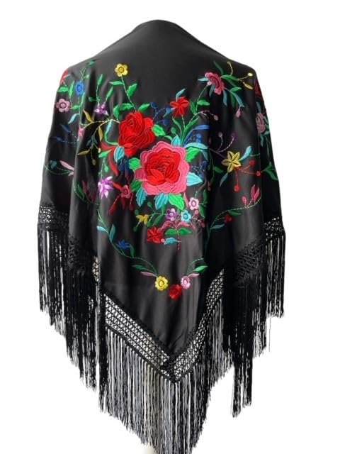 La Senorita Spanischer Manton Tuch Schal bestickt. Flamenco-Tücher für das Fair-, Sevillana- oder Fl