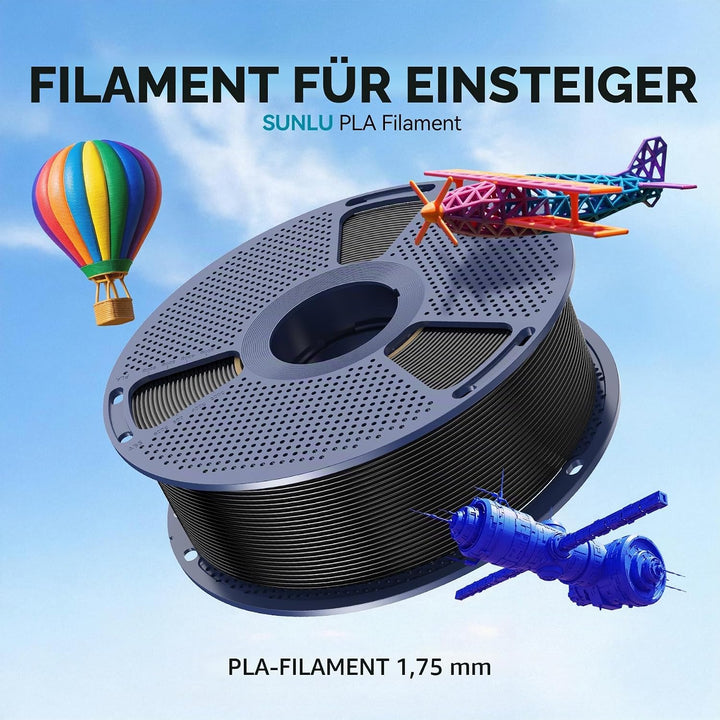 SUNLU PLA Filament 1.75mm,Sauber Gewickelt 3D Drucker Filament PLA 1.75mm,Massgenauigkeit +/- 0,02mm